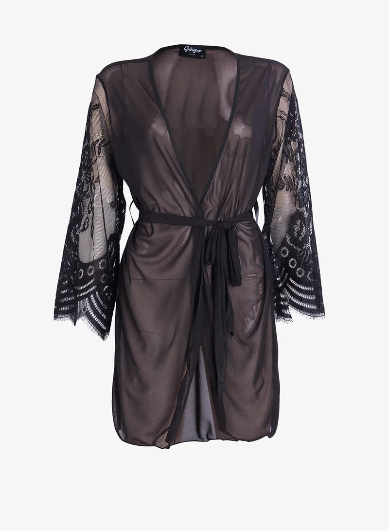 Ginger 2PC Lace Babydoll with Robe Slip